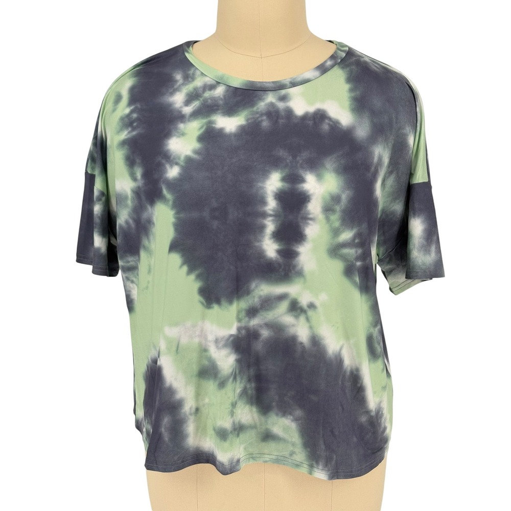CHAMA T-Shirt Green Black Tie‎ Dye Drop Shoulder Plus Size 4XL
